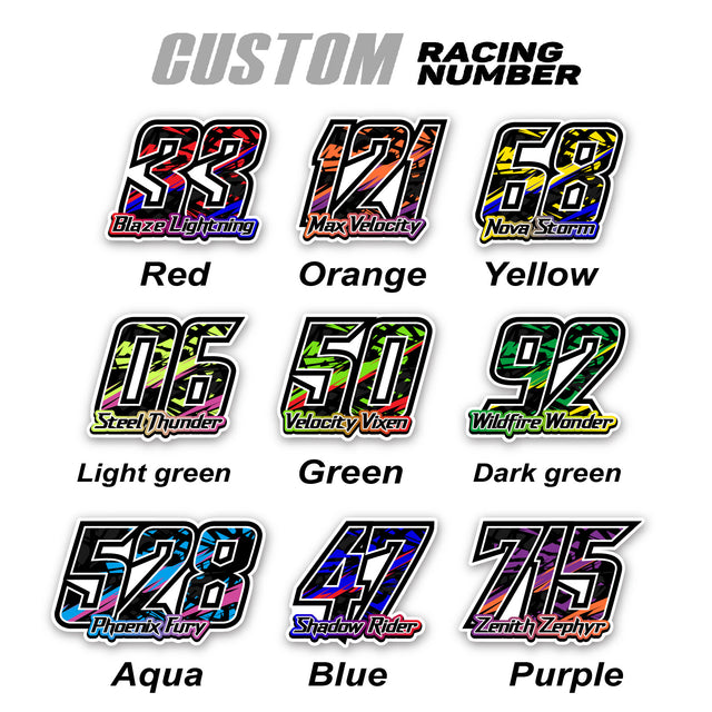 T17 Custom Racing Number Stickers Track Day Number Decals Rally Car Motocross Off-Road Bike - StickerBao Wheel Sticker Store
