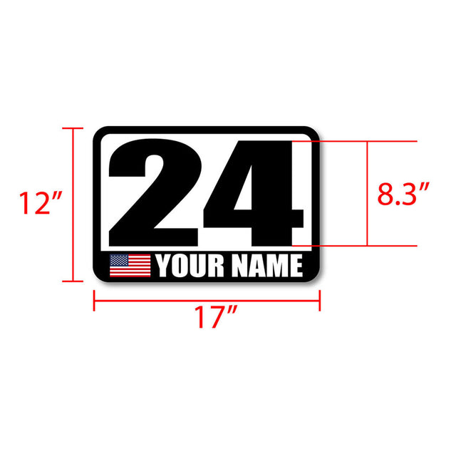 Custom Racing Autocross Numbers Sticker Name Flag Vinyl Decal 2 pieces 10 inch 12 inch 14 inch - StickerBao Wheel Sticker Store