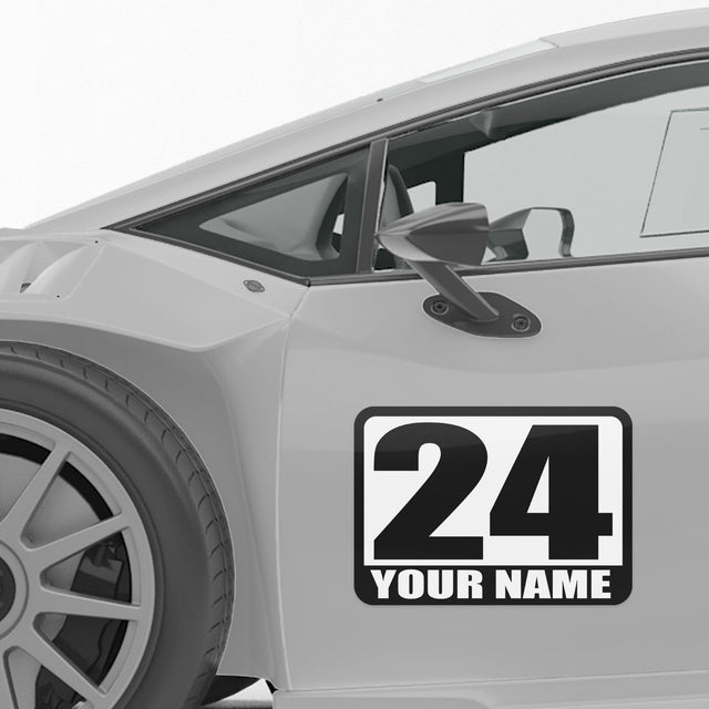 Racing Autocross Numbers Sticker Custom Name Vinyl Decal 2 pieces 10 inch 12 inch 14 inch - StickerBao Wheel Sticker Store