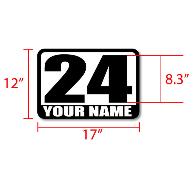 Racing Autocross Numbers Sticker Custom Name Vinyl Decal 2 pieces 10 inch 12 inch 14 inch - StickerBao Wheel Sticker Store