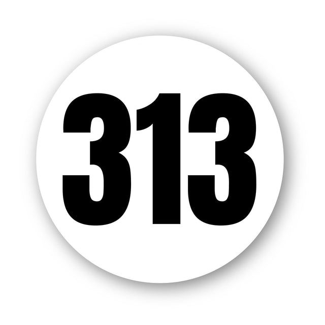 Custom Racing Number Stickers - Race Circle Sticker with Outline - Personalized Race Track Decals (2 of set) - 006D