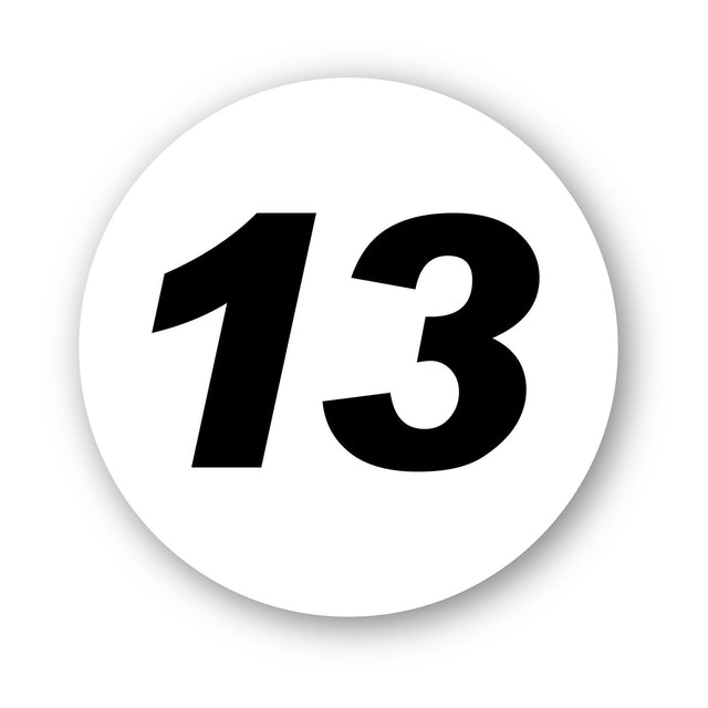 Calcomanía de vinilo con números de carreras de autocross personalizados, 2 piezas, círculo, palabras negras, fondo blanco, diámetro de 8 pulgadas, 10 pulgadas, 12 pulgadas, 15 pulgadas y 18 pulgadas