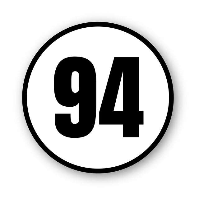 Custom Racing Number Stickers - Race Circle Sticker with Outline - Personalized Race Track Decals (2 of set) - 006D