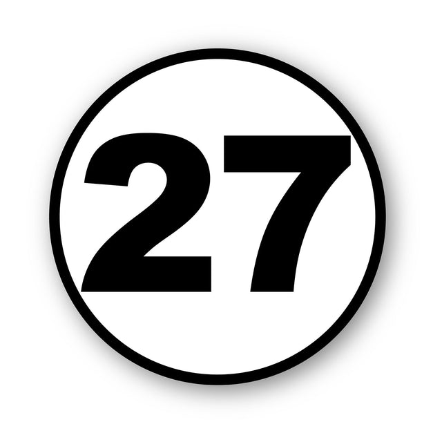 Custom Racing Number Stickers - Race Circle Sticker with Outline - STICKERBAO Track Day Gear (2 of set) - 006E