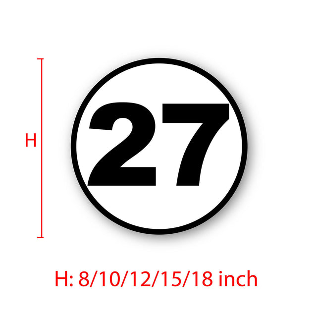 Custom Racing Number Stickers - Race Circle Sticker with Outline - STICKERBAO Track Day Gear (2 of set) - 006E