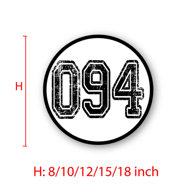 Custom Racing Number Stickers - Race Circle Sticker with Outline - 2 Piece Set for Motorsport - 006G