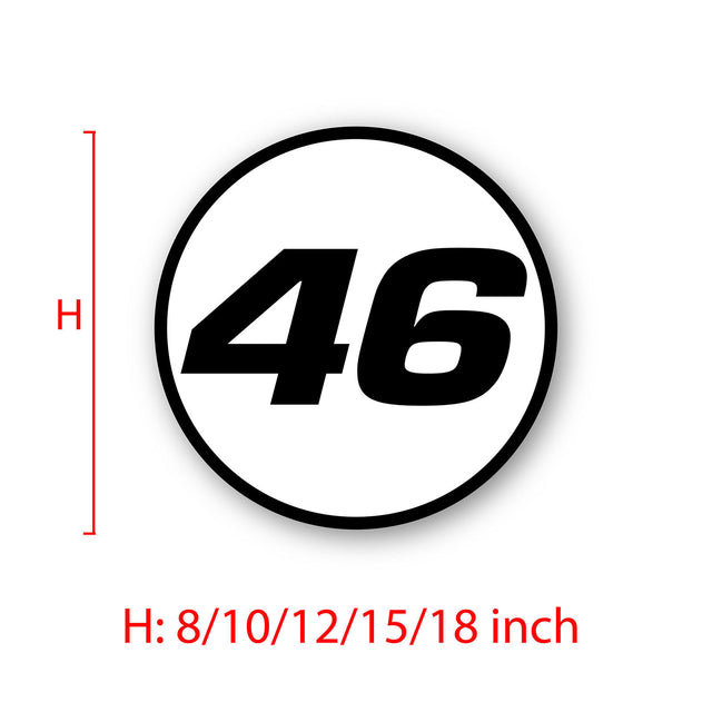 Custom Racing Number Stickers - Race Circle Sticker with Outline - Custom 2-Piece Sticker Set - 006I