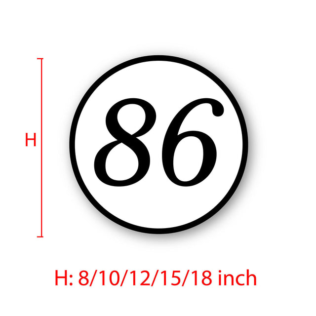 Calcomanía de vinilo con números de carreras de autocross personalizados, 2 piezas, círculo, palabras negras, fondo blanco, diámetro de 8 pulgadas, 10 pulgadas, 12 pulgadas, 15 pulgadas y 18 pulgadas