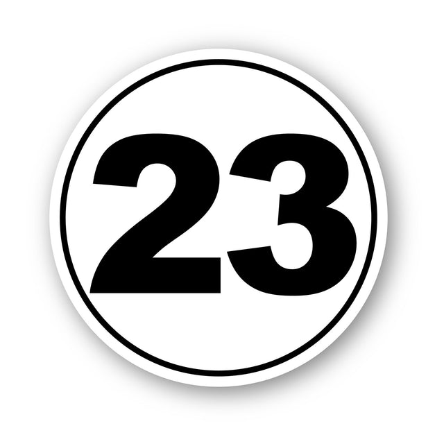 Custom Racing Number Stickers - Race Circle Sticker with Outline - STICKERBAO Track Day Gear (2 of set) - 006E