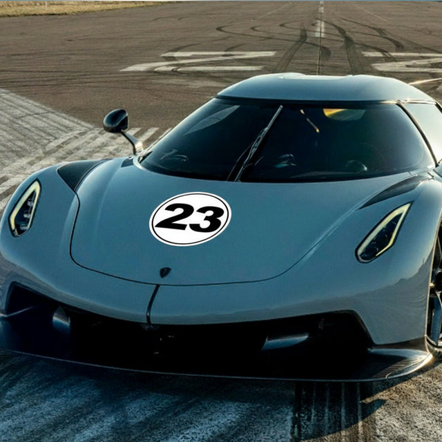 Custom Racing Number Stickers - Race Circle Sticker with Outline - STICKERBAO Track Day Gear (2 of set) - 006E