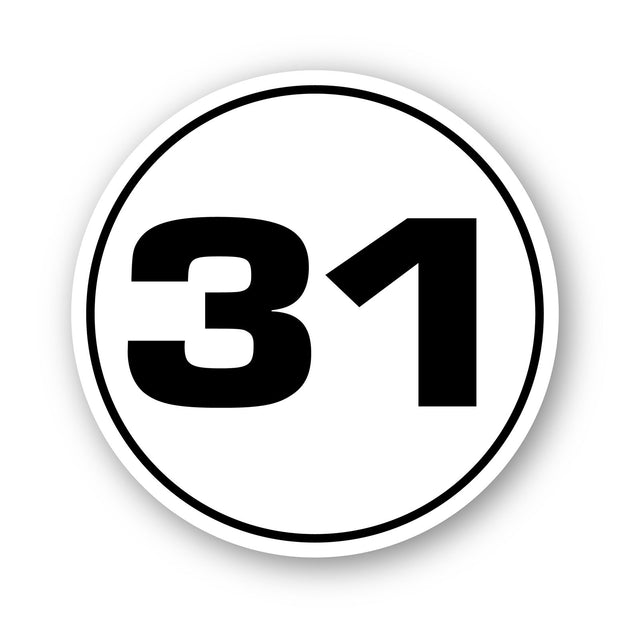 Custom Racing Number Stickers - Race Circle Sticker with Outline - Vinyl Track Day Stickers (2 Sets) - 006H