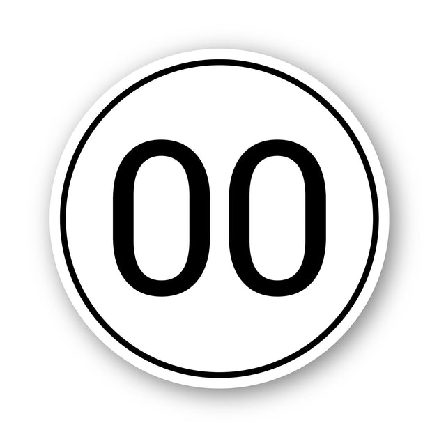 Calcomanía de vinilo con números de carreras de autocross personalizados, 2 piezas, círculo, palabras negras, fondo blanco, diámetro de 8 pulgadas, 10 pulgadas, 12 pulgadas, 15 pulgadas y 18 pulgadas