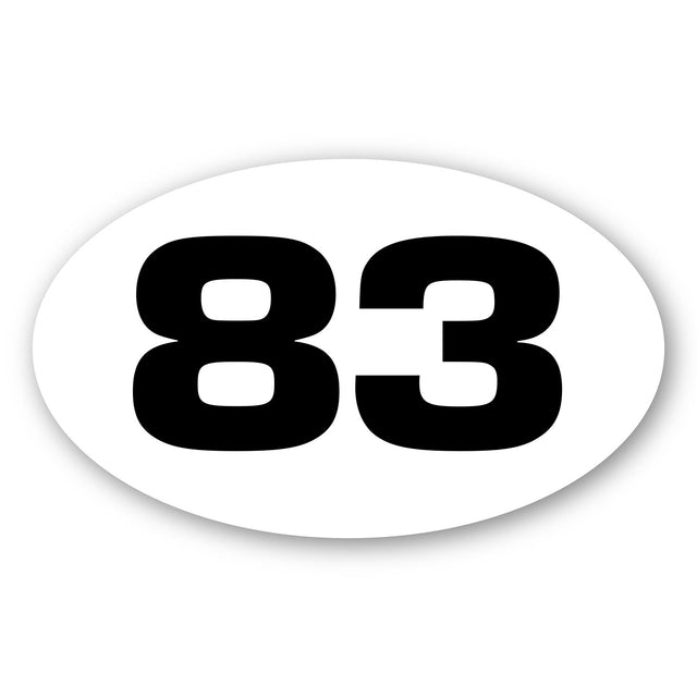 Custom Racing Number Stickers - Race Oval Number - Vinyl Track Day Stickers (2 Sets) - 006H