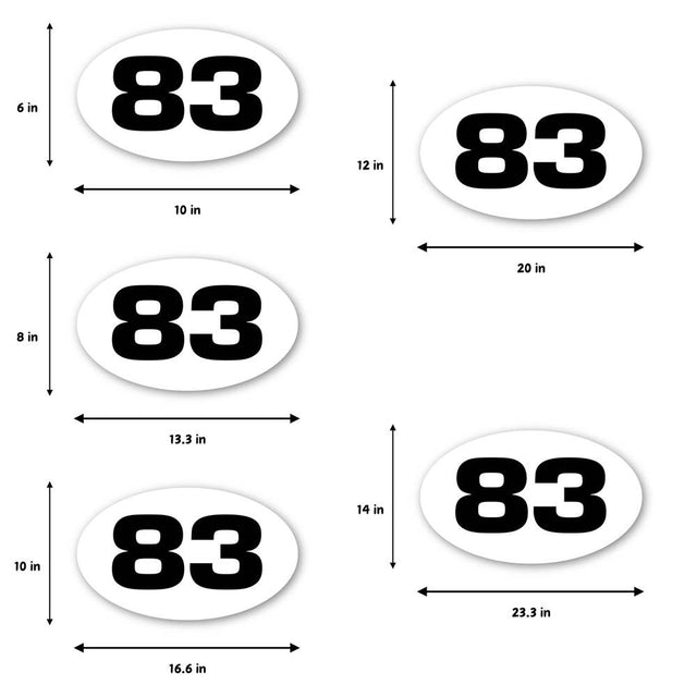 Custom Racing Number Stickers - Race Oval Number - Vinyl Track Day Stickers (2 Sets) - 006H