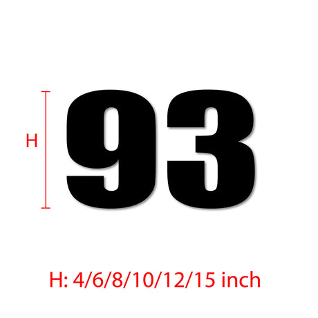 Custom Die Cut Autocross Numbers Sticker Racing Vinyl Decal Black 2 pieces 4 inch 6 inch 8 inch 10 inch 12 inch 15 inch - StickerBao Wheel Sticker Store