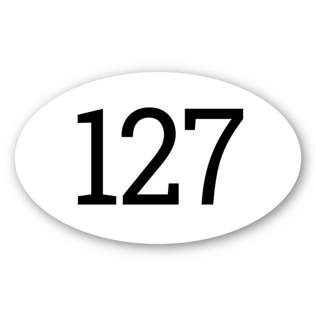 Custom Racing Number Stickers - Race Oval Number -Bold Thin Track Day Style (Set of 2) - 006L