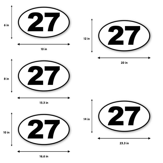 Custom Racing Number Stickers - Race Oval Number - STICKERBAO Track Day Gear (2 of set) - 006E
