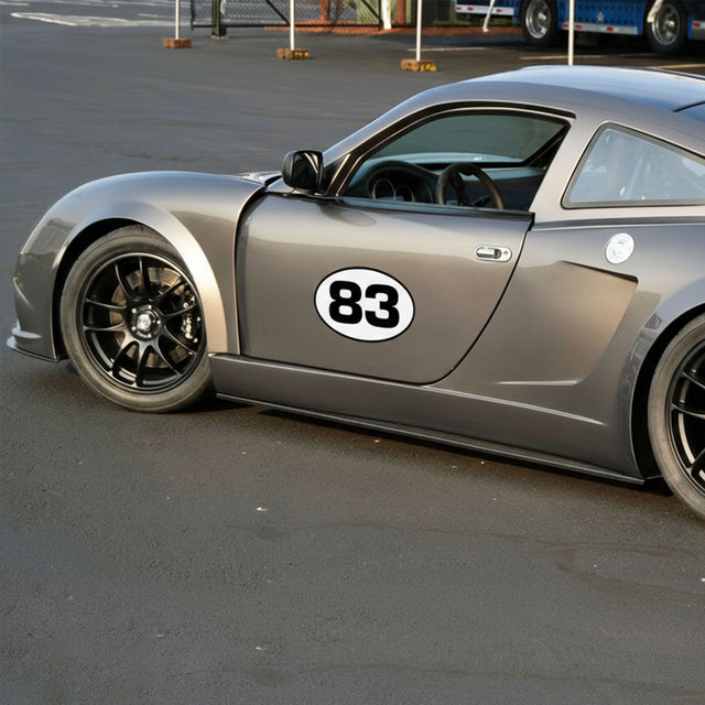 Custom Racing Number Stickers - Race Oval Number - Vinyl Track Day Stickers (2 Sets) - 006H
