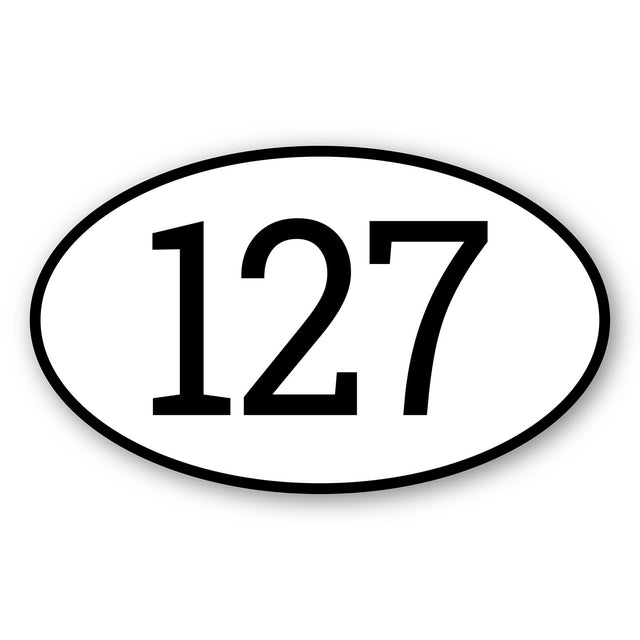 Custom Racing Number Stickers - Race Oval Number -Bold Thin Track Day Style (Set of 2) - 006L