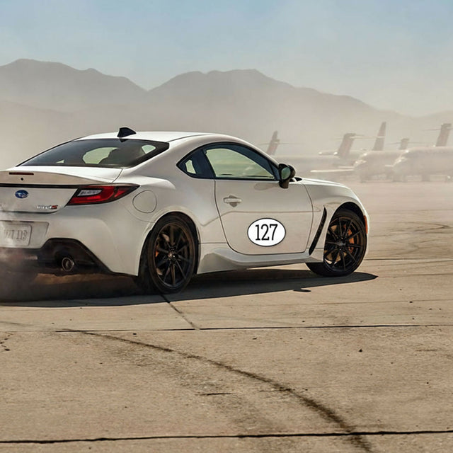 Custom Racing Number Stickers - Race Oval Number -Bold Thin Track Day Style (Set of 2) - 006L