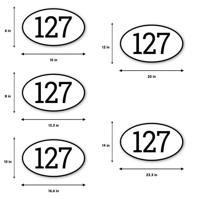 Custom Racing Number Stickers - Race Oval Number -Bold Thin Track Day Style (Set of 2) - 006L
