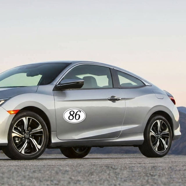 Custom Racing Number Stickers - Race Oval Number - Customizable Durable Decals (Set of 2) - 006J