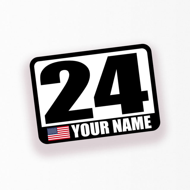 Custom Racing Autocross Numbers Sticker Name Flag Vinyl Decal 2 pieces 10 inch 12 inch 14 inch - StickerBao Wheel Sticker Store