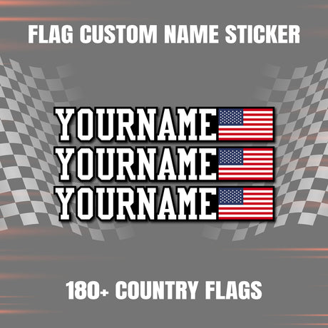 Bike Team Name Sticker with Country Flag Decal Personalized Customized Racing Track Car Bike Bicycle Kart Motorcycle (3 pcs.) 180+ flags - StickerBao Wheel Sticker Store
