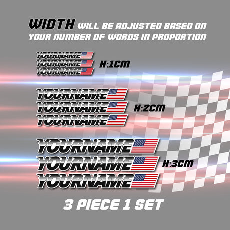 Bike Team Name Sticker with Country Flag Decal Personalized Customized Racing Track Car Bike Bicycle Kart Motorcycle (3 pcs.) 180+ flags - StickerBao Wheel Sticker Store