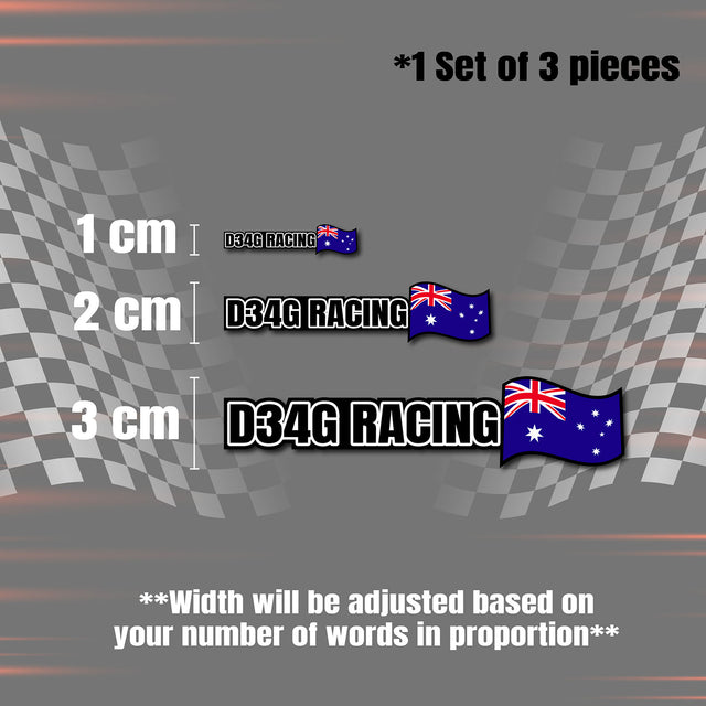 Bike Team Name Sticker with Country Flag Decal Personalized Customized Racing Track Car Bike Bicycle Kart Motorcycle (3 pcs.) 180+ flags - StickerBao Wheel Sticker Store