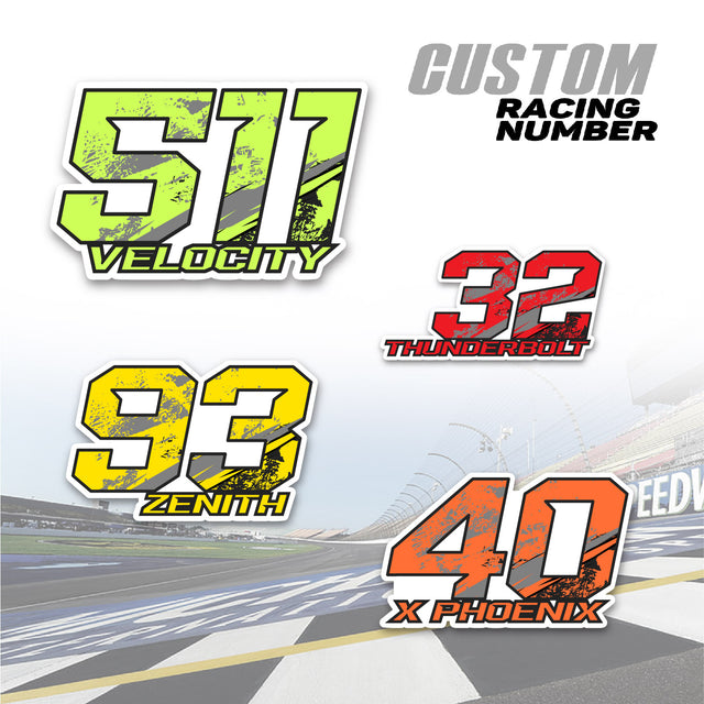 Unleash your style with our custom racing number stickers.