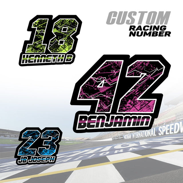 Make a statement on the track with our bold racing number stickers.