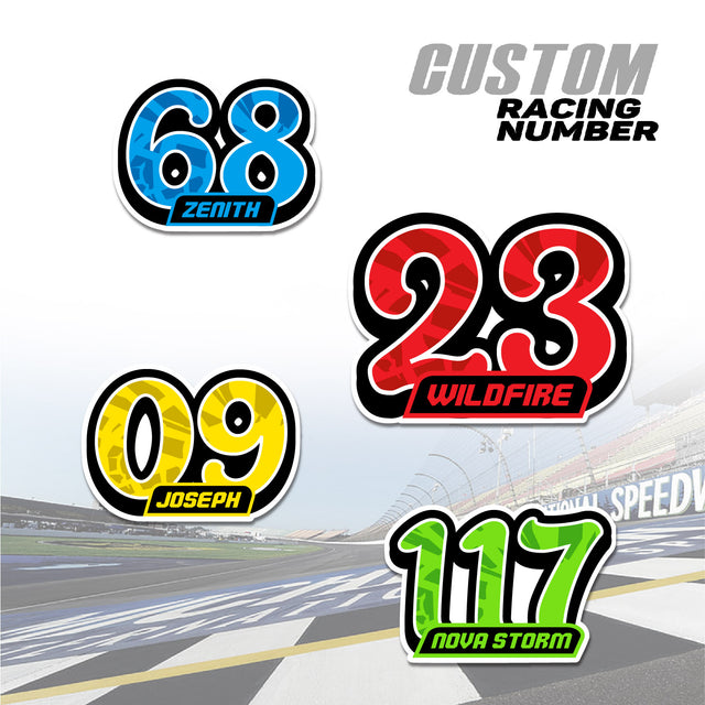 Make a statement on the track with our bold racing number stickers.