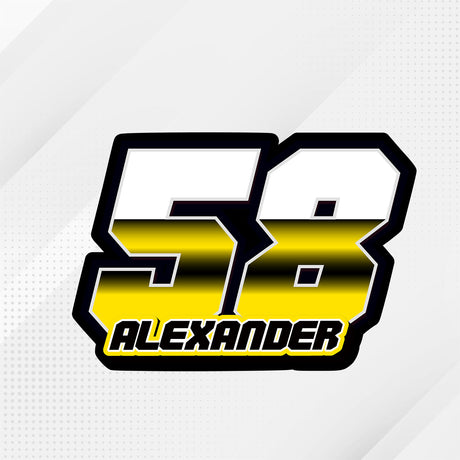 Racing number sticker, unique design, cool style, custom number, 0 1 2 3 4 5 6 7 8 9,  texting rider name