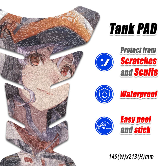 Motorcycle Tank Protectors Tank Pad Gas Anti Slip Pattern Fish Bone Abstract Anime