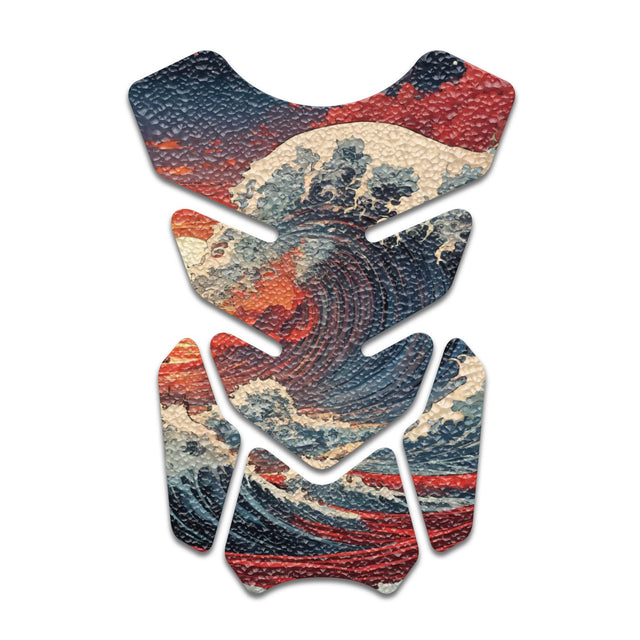 Motorcycle Tank Protectors Gas Tank Pad Shield Anti Slip Pattern Vintage Wave - StickerBao Wheel Sticker Store
