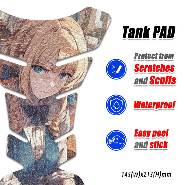 Motorcycle Tank Protectors Tank Pad Gas Anti Slip Pattern Fish Bone Anime Artistic