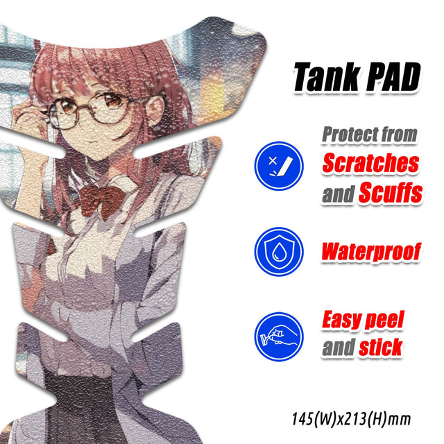 Motorcycle Tank Protectors Tank Pad Gas Anti Slip Pattern Fish Bone Anime Artistic