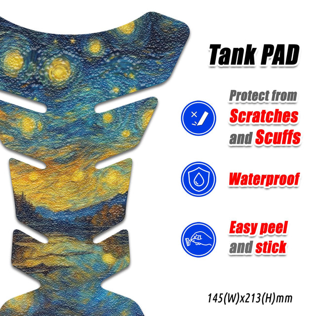 Motorcycle Tank Protectors Tank Pad Gas Anti Slip Pattern Fish Bone Japanese Sci Fi
