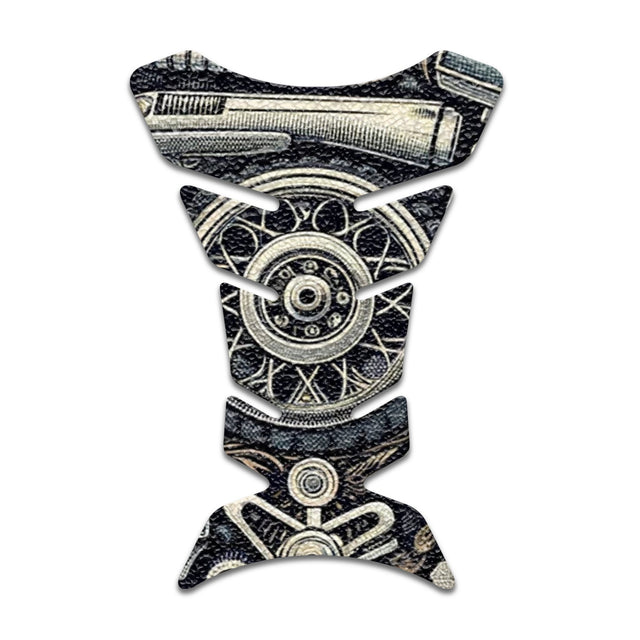 Motorcycle Tank Protectors Tank Pad Gas Anti Slip Pattern Fish Bone Vintage Wave - StickerBao Wheel Sticker Store