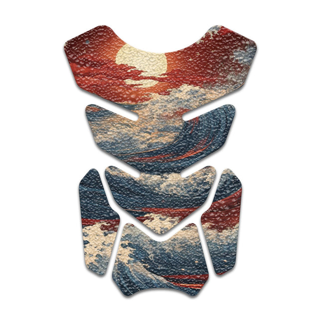 Motorcycle Tank Protectors Gas Tank Pad Shield Anti Slip Pattern Vintage Wave - StickerBao Wheel Sticker Store