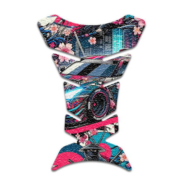 Motorcycle Tank Protectors Tank Pad Gas Anti Slip Pattern Fish Bone Japanese Sci Fi