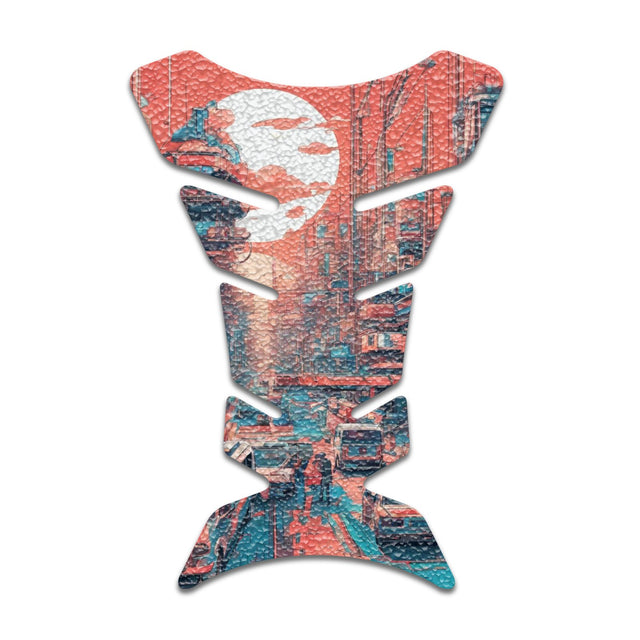 Motorcycle Tank Protectors Tank Pad Gas Anti Slip Pattern Fish Bone Neon Fantasy Art