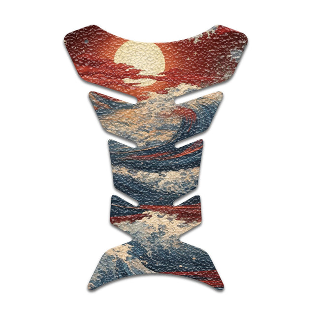 Motorcycle Tank Protectors Tank Pad Gas Anti Slip Pattern Fish Bone Vintage Wave - StickerBao Wheel Sticker Store