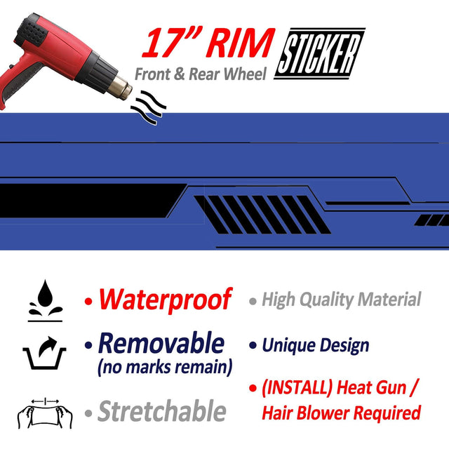 17 inch Rim Wheel Stickers ROBOTIC01 2-Piece Decal | For Kawasaki ER650 EN-6N ER-6F Concours 14 StickerBao