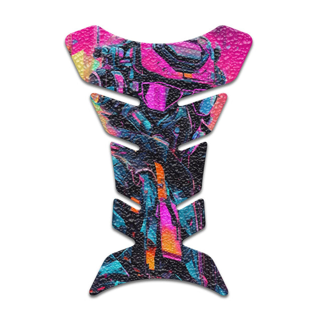 Motorcycle Tank Protectors Tank Pad Gas Anti Slip Pattern Fish Bone Neon Fantasy Art
