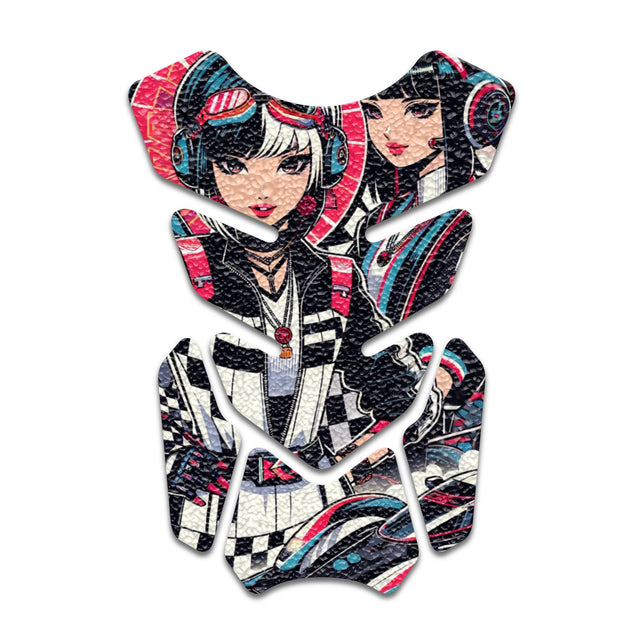 Motorcycle Tank Protectors Gas Tank Pad Shield Anti Slip Pattern Vintage Wave - StickerBao Wheel Sticker Store