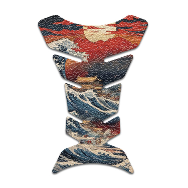 Motorcycle Tank Protectors Tank Pad Gas Anti Slip Pattern Fish Bone Vintage Wave - StickerBao Wheel Sticker Store