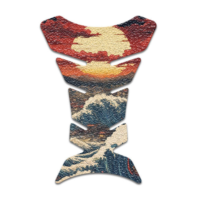 Motorcycle Tank Protectors Tank Pad Gas Anti Slip Pattern Fish Bone Vintage Wave - StickerBao Wheel Sticker Store