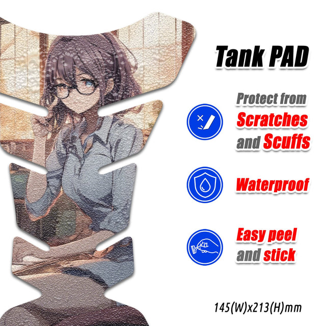 Motorcycle Tank Protectors Tank Pad Gas Anti Slip Pattern Fish Bone Abstract Anime